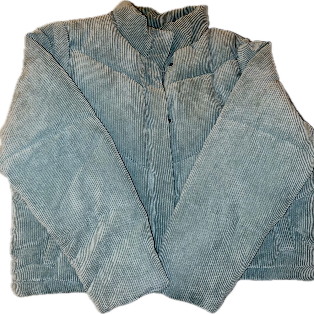 Corduroy puffer jacket blue